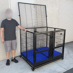 New in Box $280 Large 49” Heavy-Duty Folding Dog Crate 49x38x43” Double-Door Cage Kennel w/ Divider