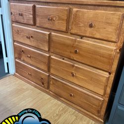 Pinewood Nine Drawer Dresser Oak Chest Cajonera Comoda 
