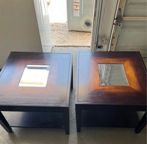 2 Side Tables With Mirror Center
