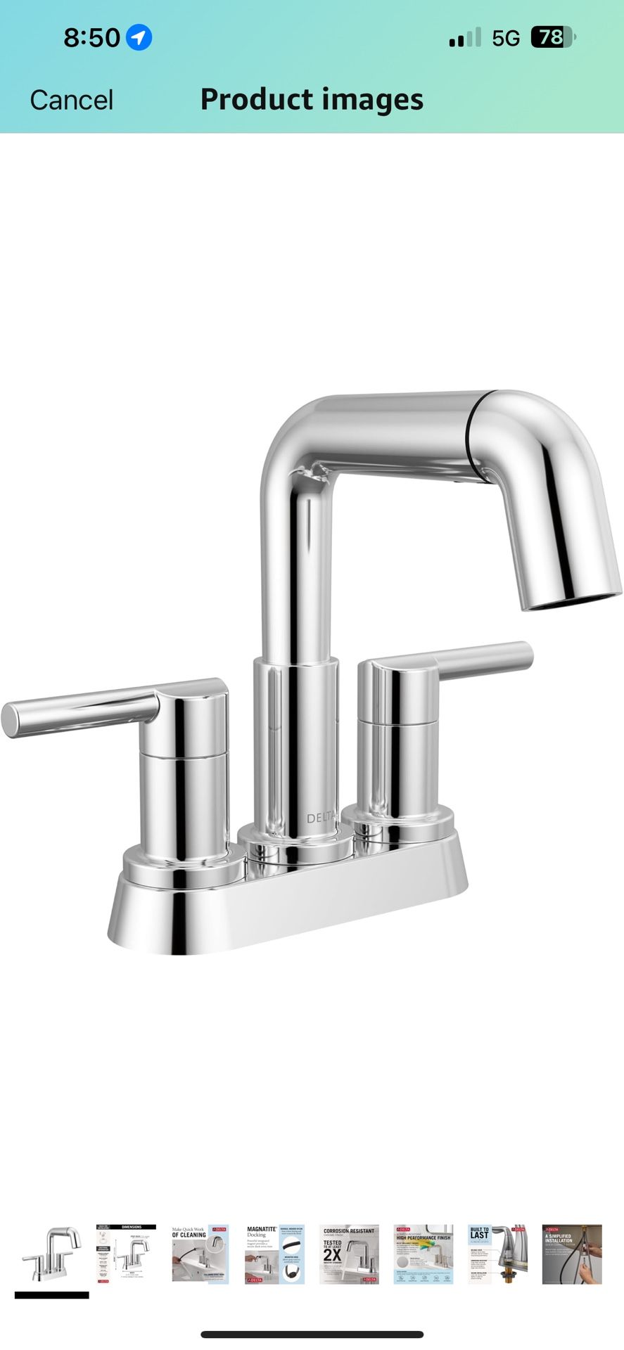 Delta Nicoli Centerset Chrome Bathroom Faucet with Sprayer, 4 Inch 3 Hole Bathroom Sink Faucet with Pull Out Sprayer, Push-Pop 