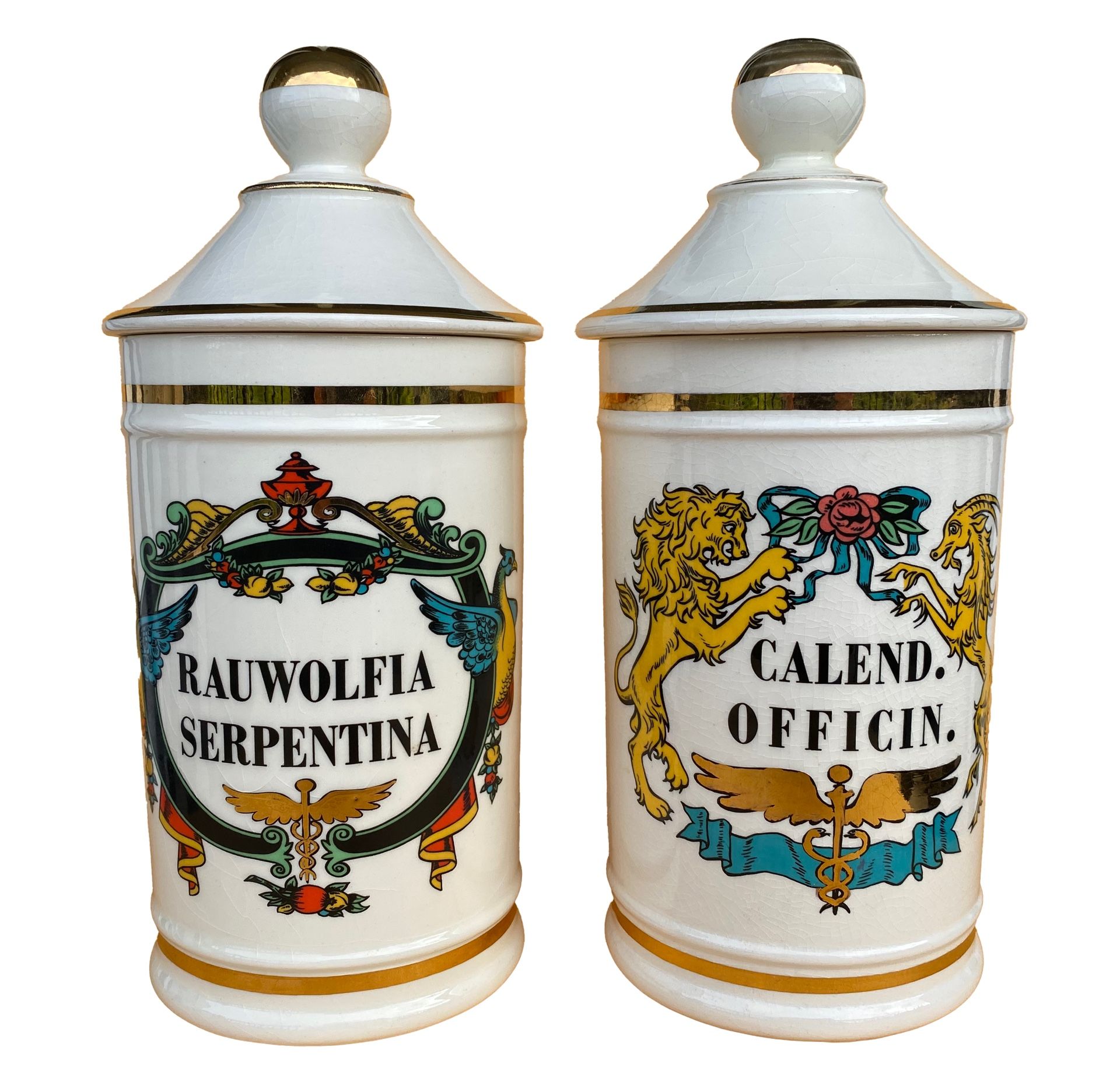 Vintage Jeanne Robinette 1950’s Apothecary Jars Decor Replica.  Set of 2