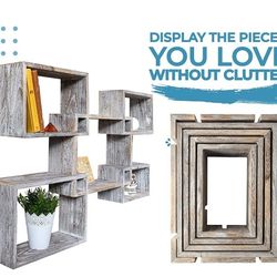 NEW IN BOX Square Woos Floating Hanging Shelf