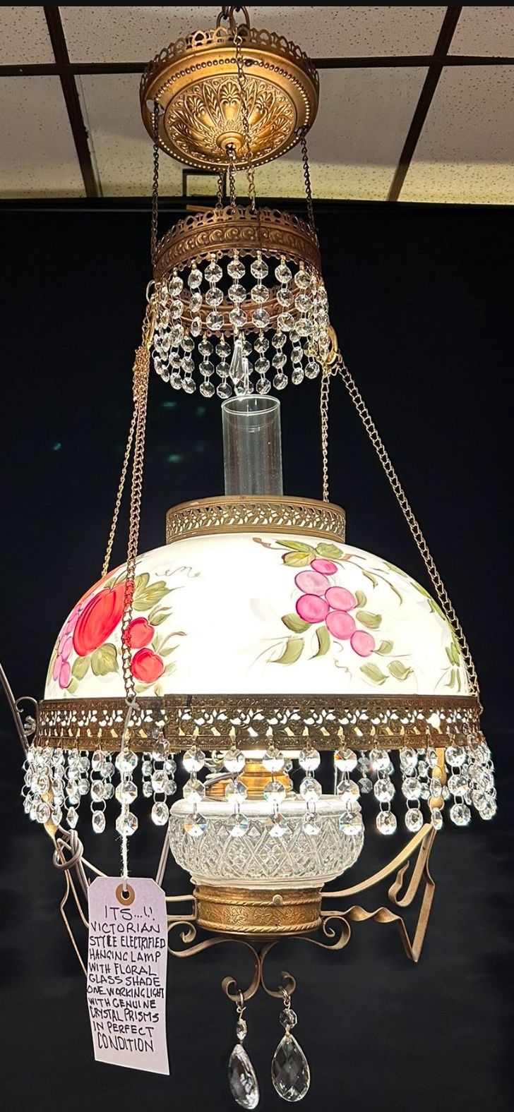 Victorian Electrified Hanging Lamp