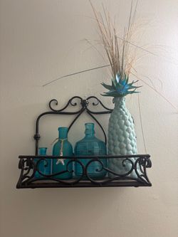 Black Wrought Iron Decorative Wall Shelf