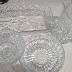 Crystal bowls, pitcher