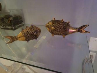 Fish statue bronze set of two