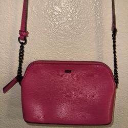 DKNY Pink Leather Crossbody Bag with Glossy Finish