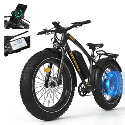 Electric Bike, 26"x4.0" Fat Tire E Bike, 500W (Peak 1000) Motor, 48V 15.6Ah Removable Electric Bike for Adults, 60 Miles & 25 mph, Electric Bicycle wi
