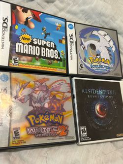 Nintendo Pokemon DS 4 game lot bundle Soul Silver White 2 Super Mario Resident Evil Revelations