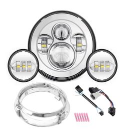SUNPIE 7 Inch LED Headlight Fog Lights Combo for Harley Motorcycle