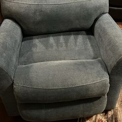 Greyish Blue Manual Recliner 