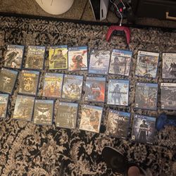 PlayStation Games (4&5) + Blue PS4 Controller 