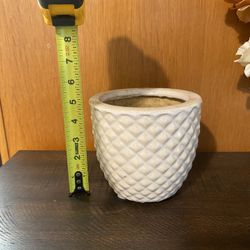 Cream Textured Flower Garden Pot