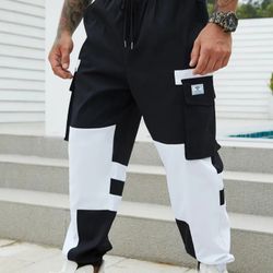 Color-Blocked Tapered Cargo Pants, Plus Size...size 5xl 