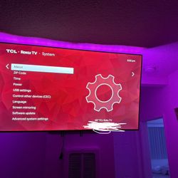65In TCL Roku Tv With Tv Mount Comes With LED Lights 