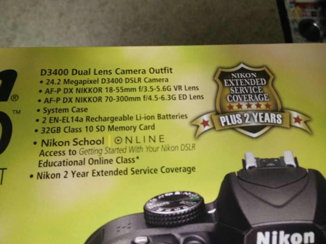 Nikon D3400 Bundle with 18-55mm VR lens and 70-300mm ED lens