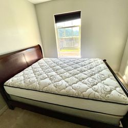 Queen Bed Frame, Box Spring And Mattress 