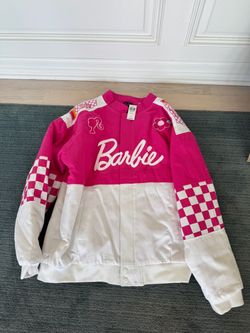 Barbie Racing Jacket Pink White Checkered