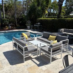 Five Piece White Metal Patio Furniture