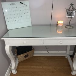 Solid Wood Desk with Glass Countertop