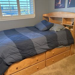 Full bedroom furniture - bed, desk, book case