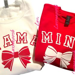 Personalized Chic Coquette Mama crewneck shirt, Mini shirt, puffy design shirt, embossed mama shirt