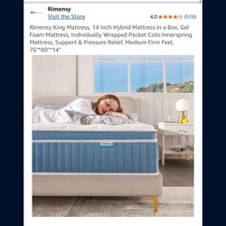 King Size Mattress And Platform Bed Frame 