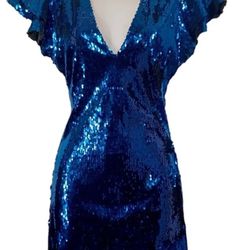 ZARA Royal Blue Sequined Cocktail Dress XS