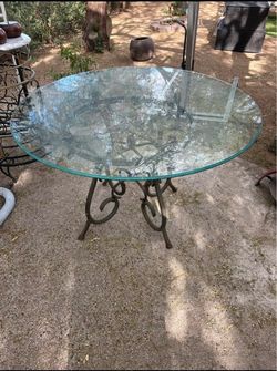 Round Glass Top Wrought Iron Dining Table