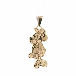 Woman’s Ladies 10k Yellow Gold 1.5” Inch Textured Minnie Mouse Character Pendant for Necklace GP3134154