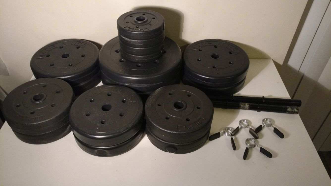22 piece black discs sand filled weight dumbbell set
