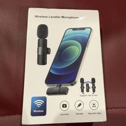 3/3 2 Pack Wireless Lavalier Microphone for iPhone iPad and Android Phone, Lapel Mic Plug and Play Wireless Mic Noise Reduction Mini Microphone for Vi