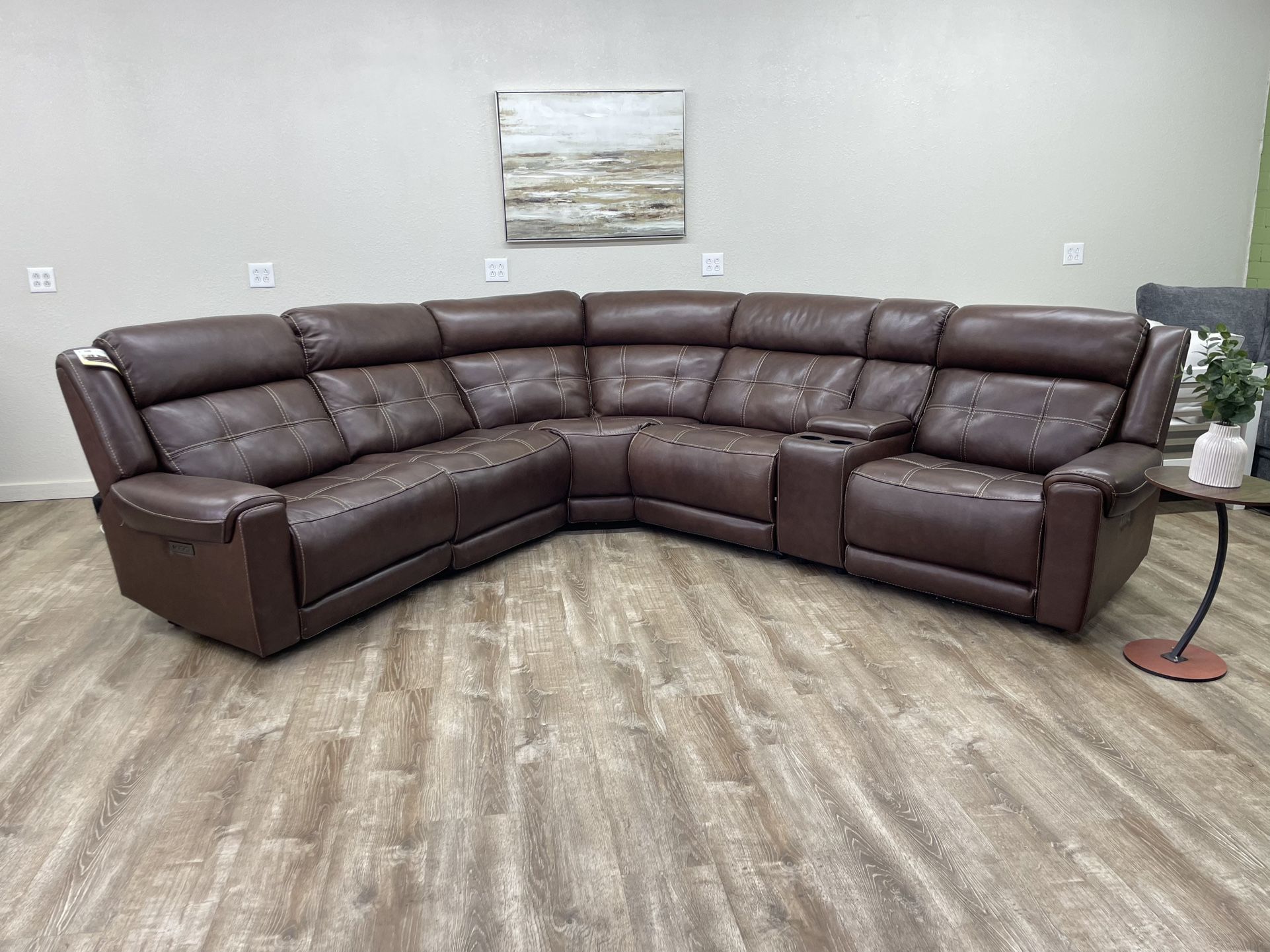 Delivery Available Leather Power Reclining Sectional Sofa