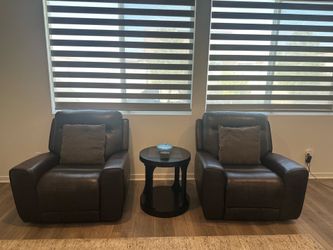 2 Real Leather High-Quality Dark Brown Chairs