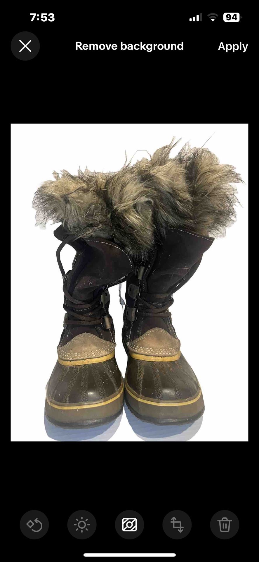 Sorel Joan of Arctic 1540-010 Lace Up Tall Winter Boots Black Women's Sz 8