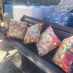 4 Colorful Decorator Accent Pillows.  