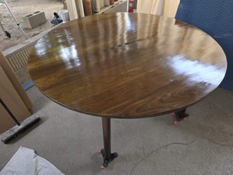 Rustic Round Wood Dining Table | Dark Walnut Finish | Modern Farmhouse - 59" x 30"
