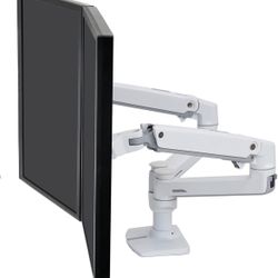 Ergotron – LX Dual Monitor Arm, VESA Desk Mount – for 2 Monitors Up to 27 Inches, 7 to 20 lbs Each White