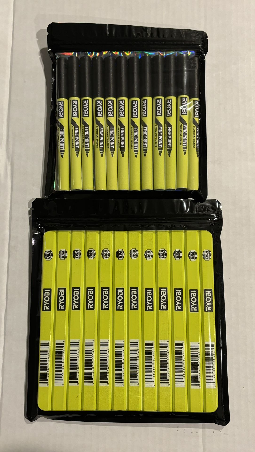 🆕 RYOBI 12 Pack RYOBI Fine Tip Markers & 12 Pack RYOBI Carpenter Pencils
