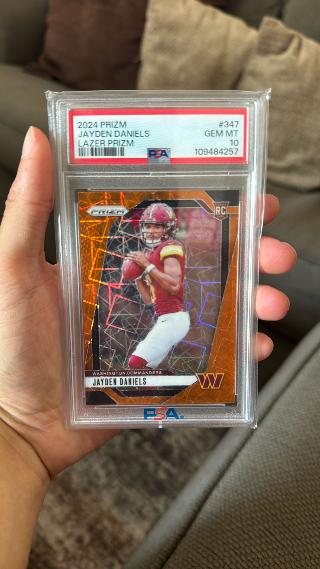 2024 Panini Prizm Jayden Daniels Orange Lazer Rookie PSA 10