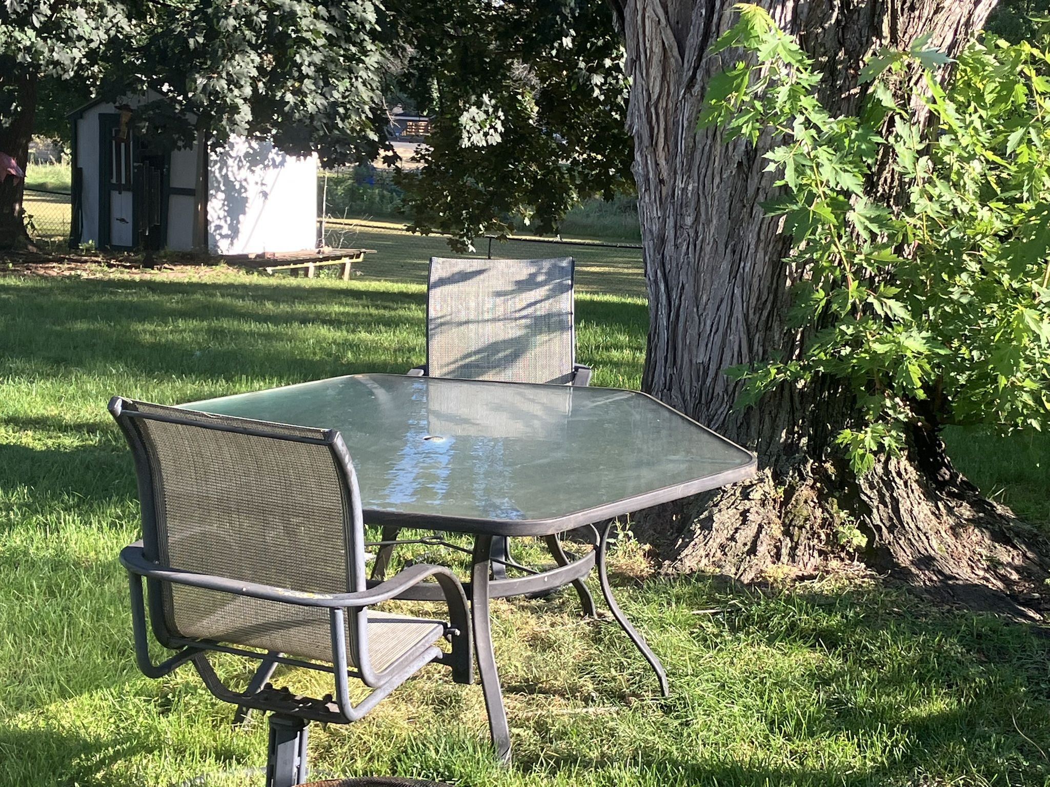 Octagon Glass table W/2 Chairs - Made Of Iron