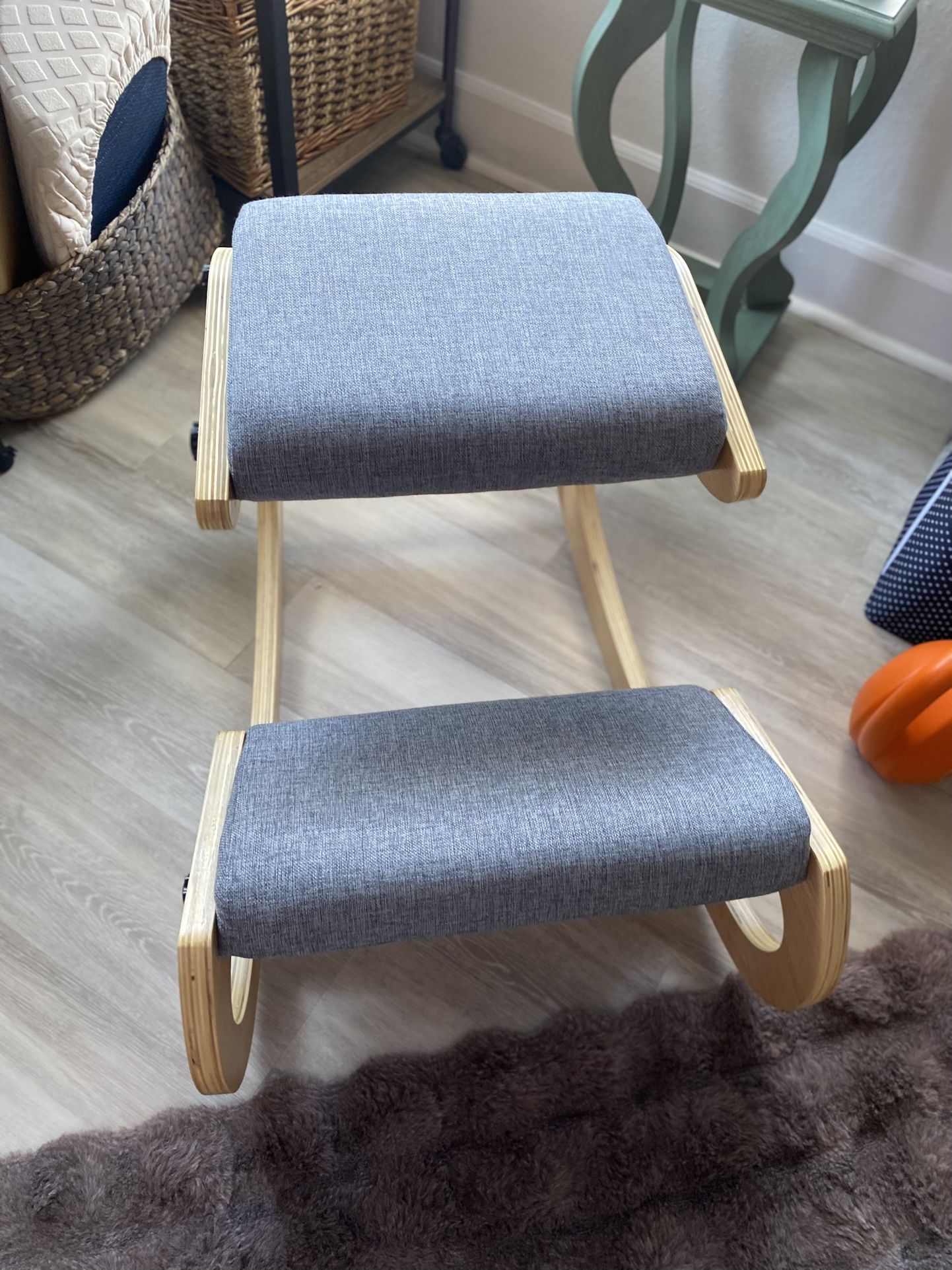 Kneeling Chair Ergonomic Posture Chair, Wood Adjustable Rocking K...