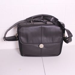 Vintage Y2K Dell Executive Black Leather Laptop Messenger Bag - Rare Retro Tech