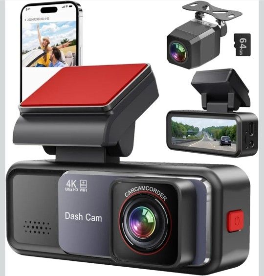 Dash Cam, 4K+2K Full HD Dash Cam Front and Rear, Dash Camera for Cars