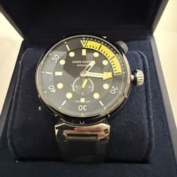 Louis Vuitton Men’s  Tambour Street Diver 44mm Black Steel QA122 Wristwatch