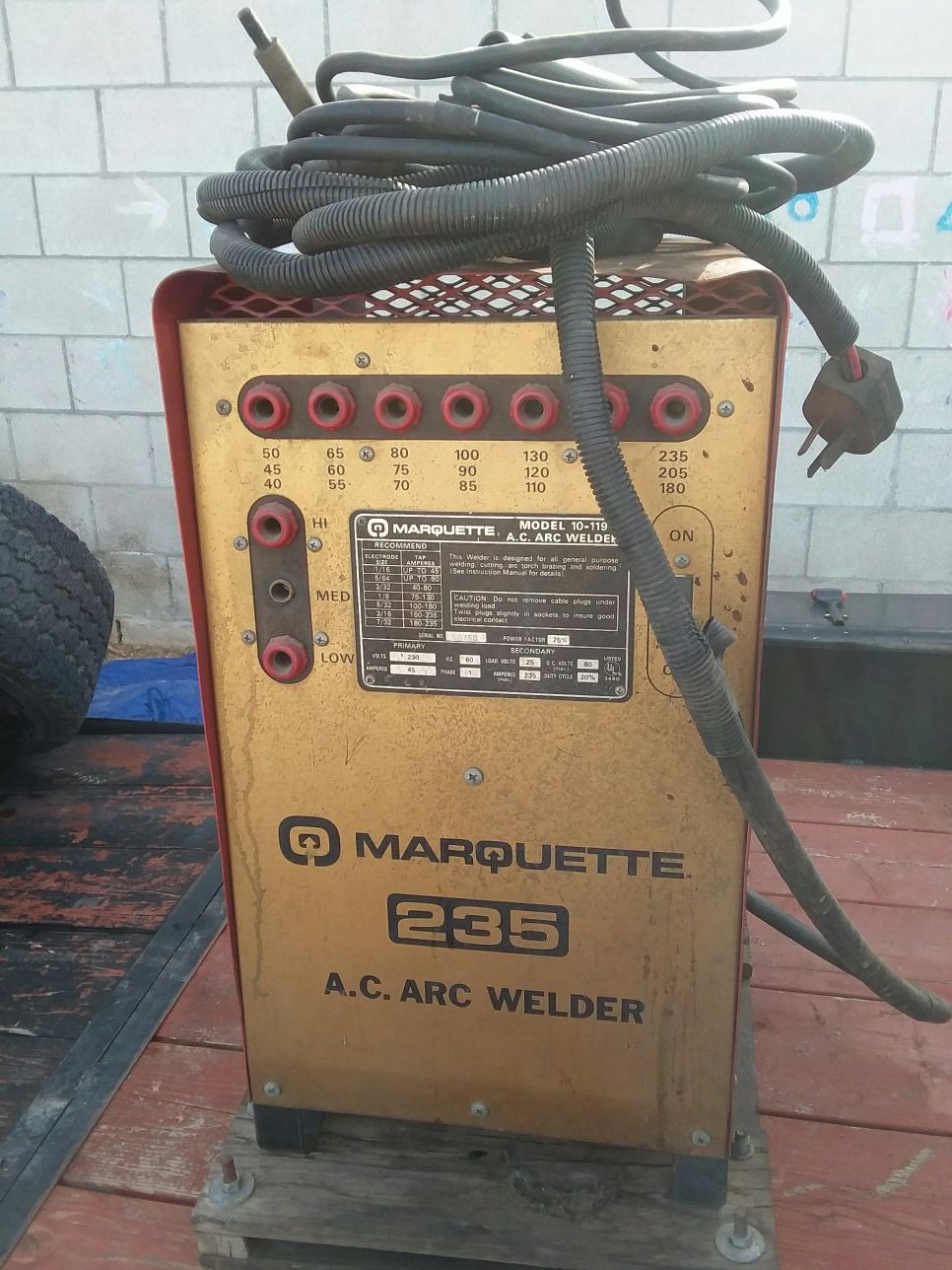 Marquette welder Model # 10-119 AC Arc Welder