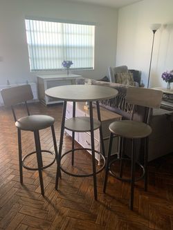3-Piece Round Bar Table & 2 Chairs Set