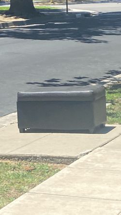 Brown Leather Storage Ottoman