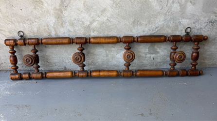 Antique Victorian Eastlake Wall Rack - Turned Wood Spindle Hat / Coat / Towel Rack