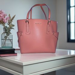 Michael Kors Voyager Crossgrain Leather Tote bag/Purse/Computer Bag in Rose color